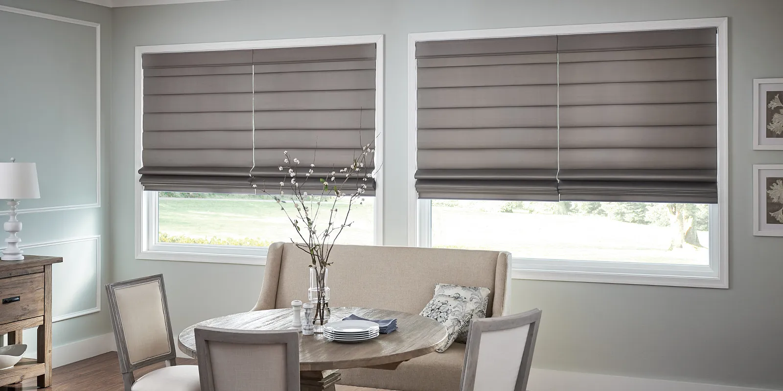 Graber roman shades in a stylish room setting